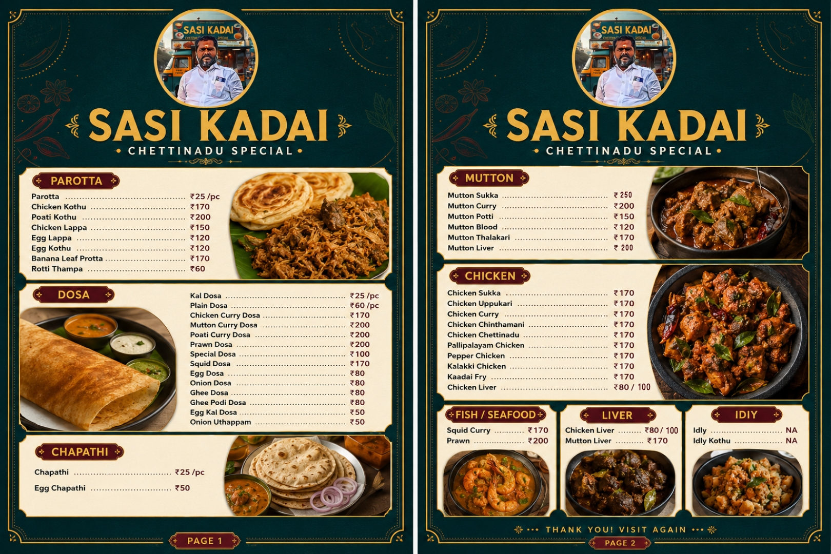 Sasi Kadai Menu